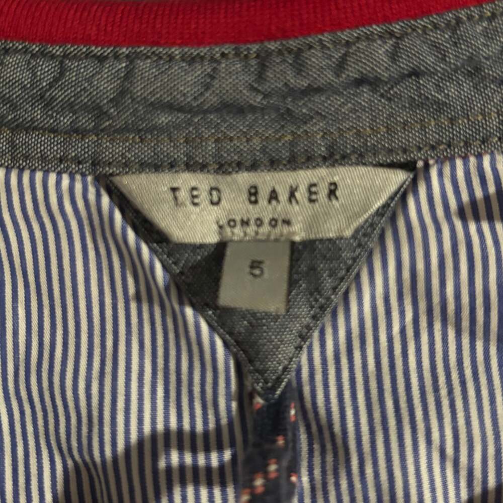 Ted Baker London Men's Red Textured Zip Neck Polo Shirt - Picture 3 of 3